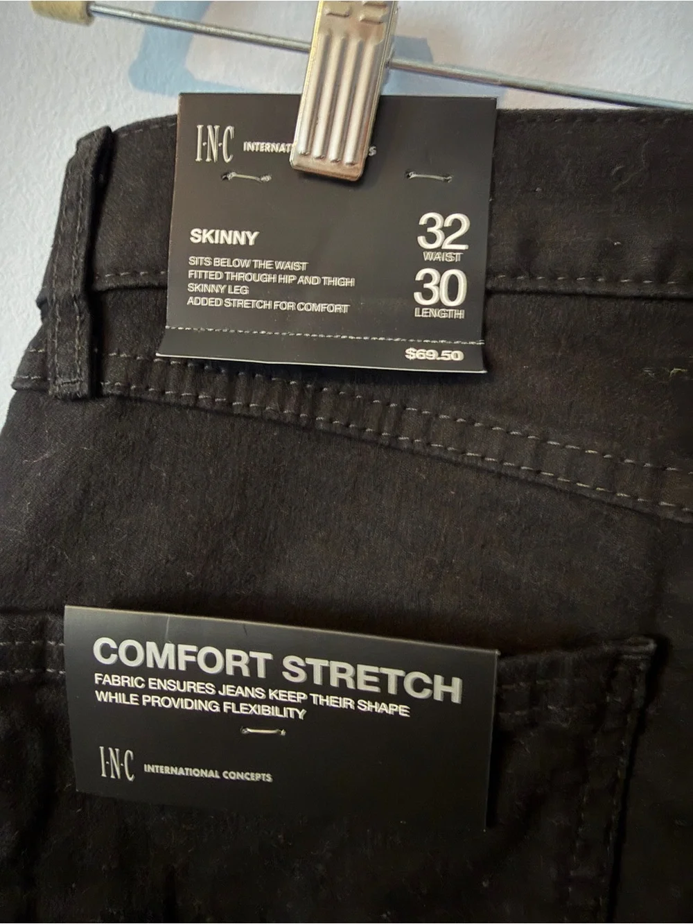 INC International Concepts Men's Black Skinny Jeans